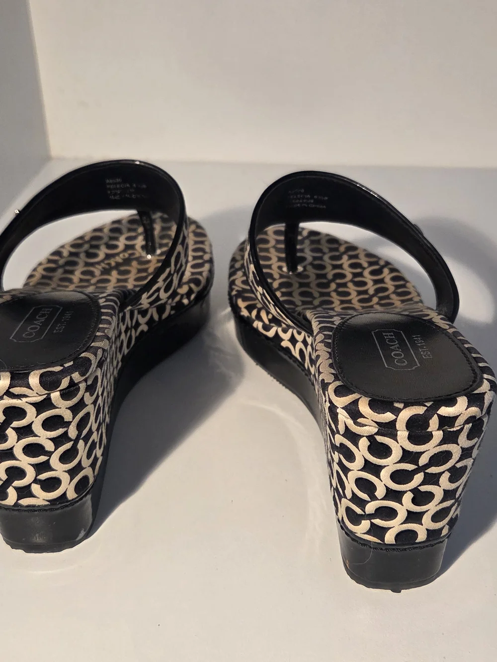 COACH Black & Beige Signature Pattern Women's Slide Sandals Size 6.5B